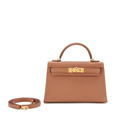 Hermès Quebracho Chèvre Mini Kelly 20 II Gold Hardware.